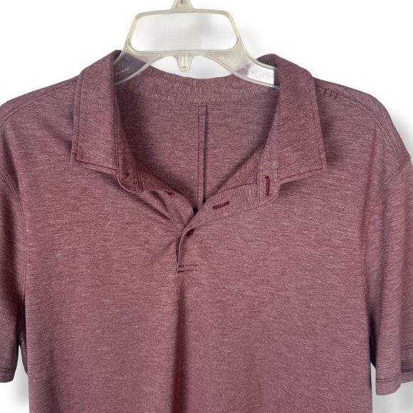 lululemon Men's Evolution Golf Polo Short Sleeve Shirt Heathered Burgundy - Picture 5 of 5